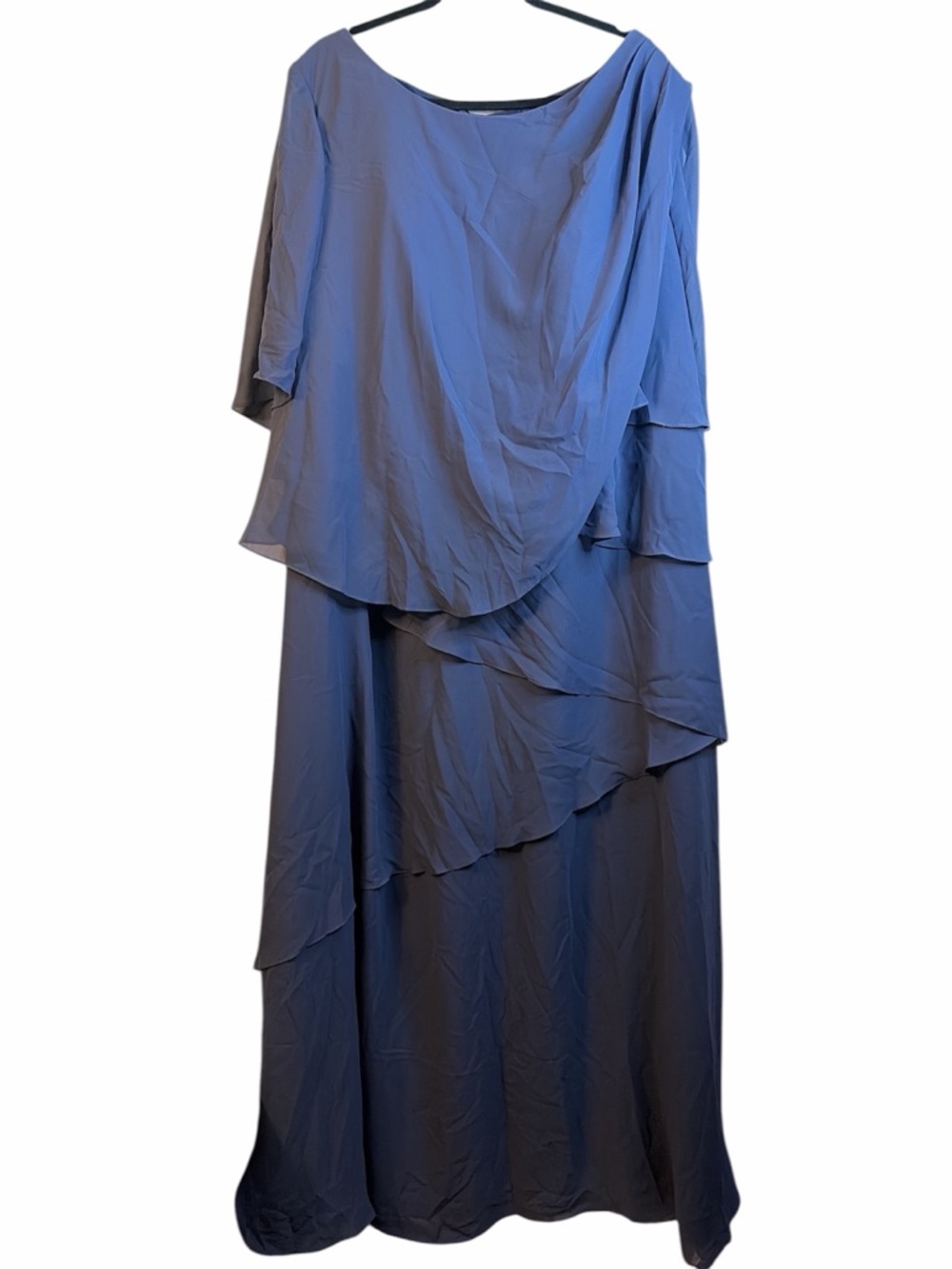 NWT Slate Blue Chiffon Layered Prom Dress Corset Back 28 3X #232